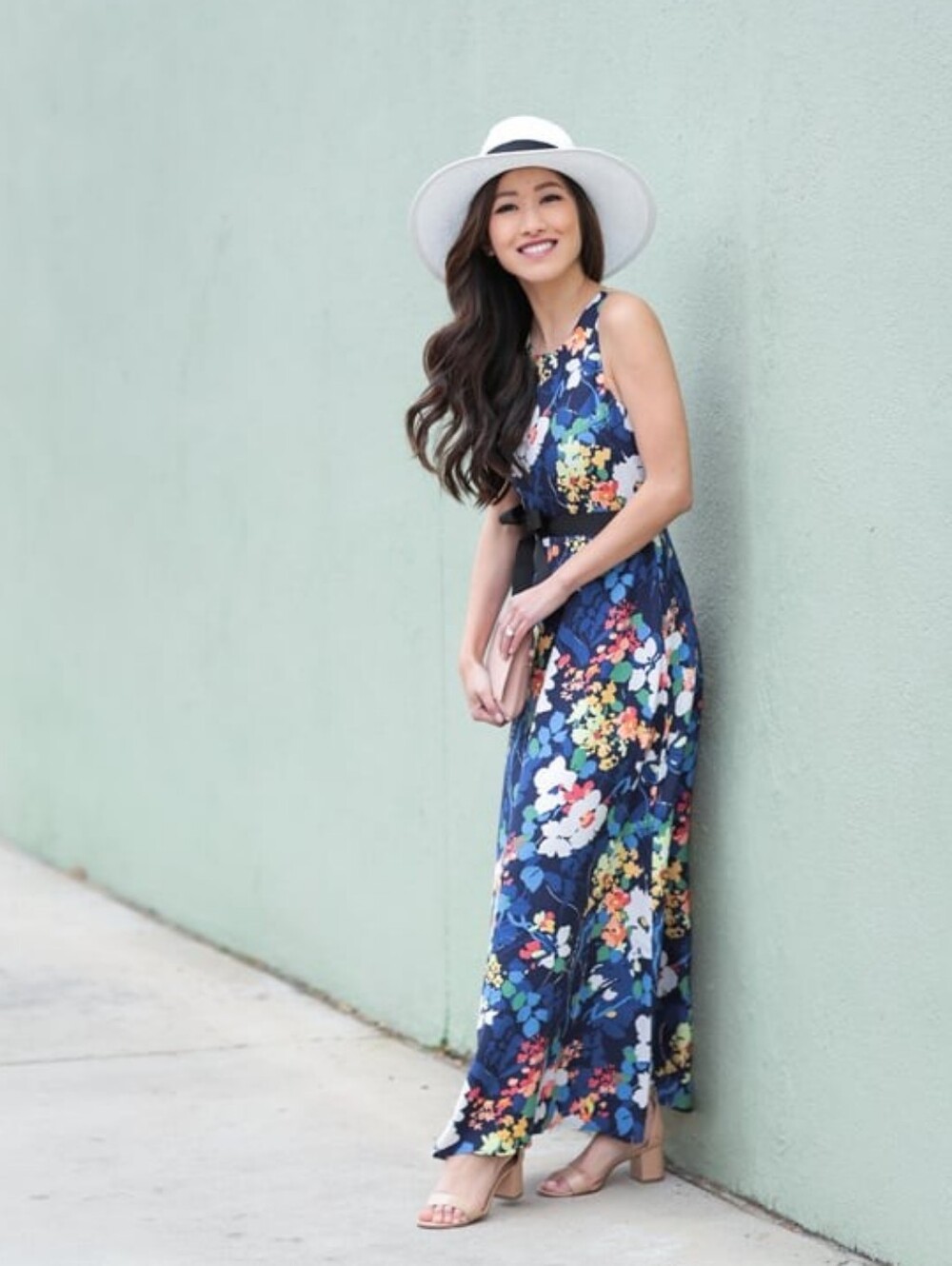 Banana Republic Bold Floral Maxi Dress Blue Floral 2 Blue Sleeveless